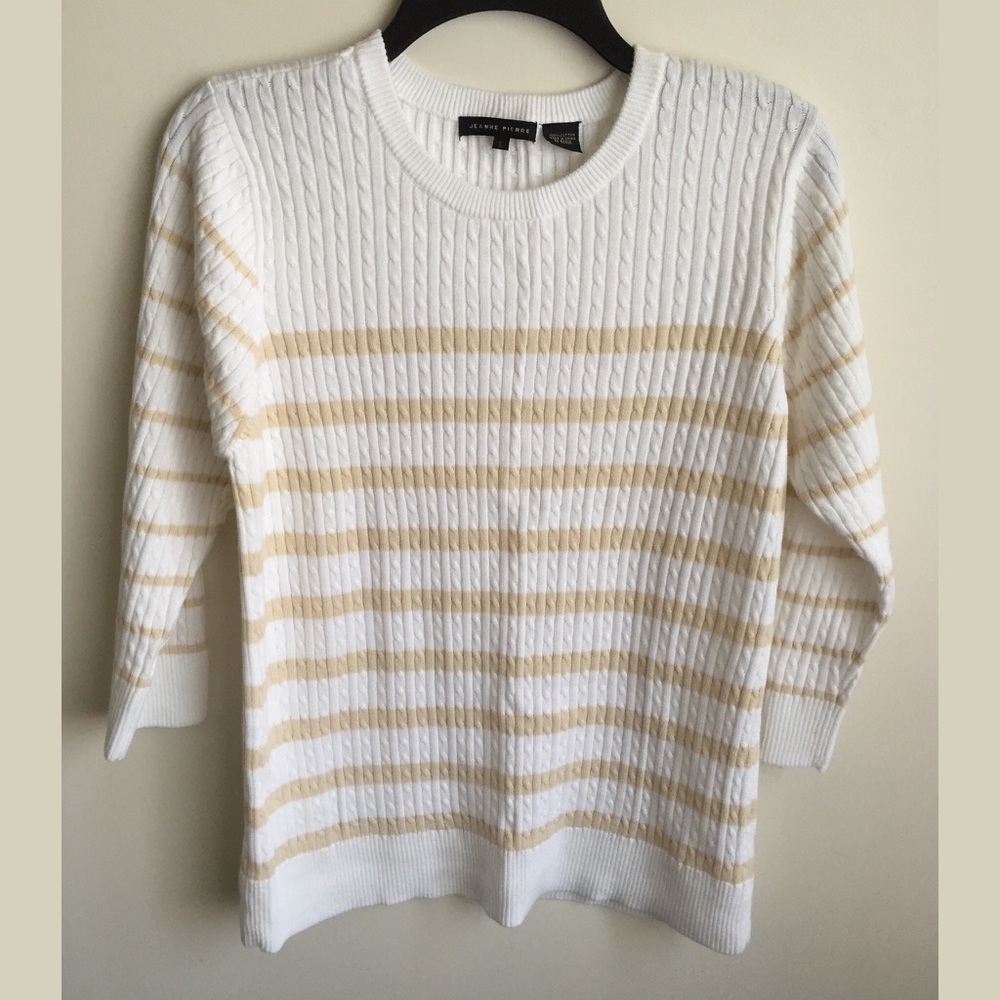 JEANNE PIERRE 3/4 sleeve striped knit top/ Size L